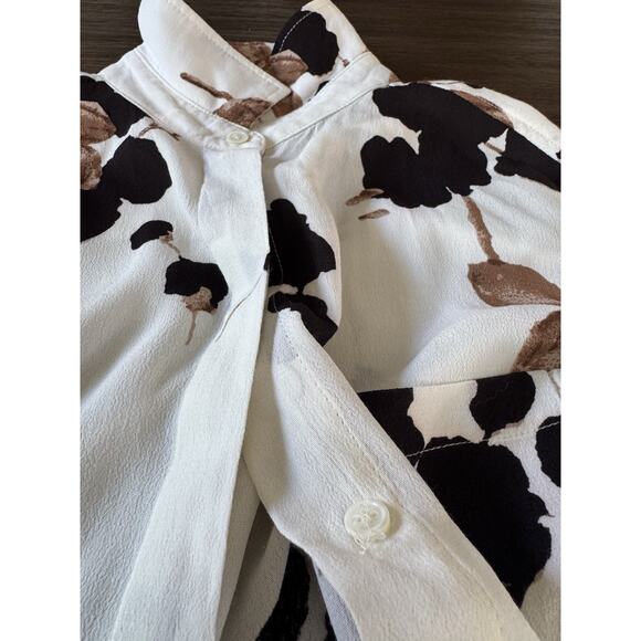 Ganni Blouse Shirt Ryder Crepe Floral Print Relaxed Fall Colors S - Picture 9 of 15